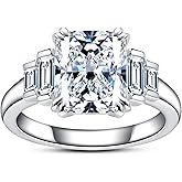 Gobaalele 2CT-4CT Cubic Zirconia Oval Cut/Raidant Cut/Cushion Cut 3 Stone Engagement Rings 5A Grade Simulated Diamond CZ Wedding Promise Anniversary Rings for Women