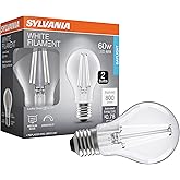 Sylvania A19 Clear LED White Filament Bulb, 6.5W, Dimmable, 800 LMS, Medium Base, 5000K, Daylight - 2 Pack (42171)