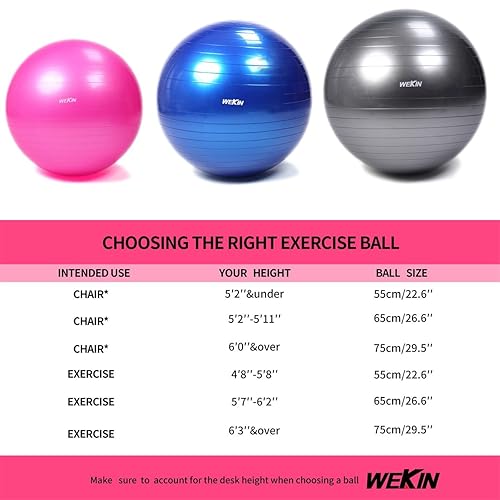 Wekin Anti-Burst Exercise Yoga Ball Chair, Office Balance Ball