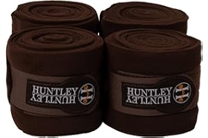 Huntley Equestrian Polo Wraps for Horses: Protective Leg Support Bandage for Training, Exercising, Turnout- 4 Wraps (Brown)