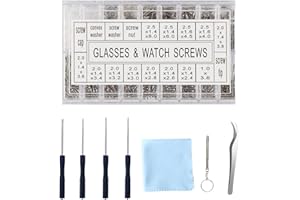 Glasses Repair Kit, 1000 pcs Eyeglass Repair Kit with 5-Piece Screwdriver Set and Tweezers, 14 Sizes Spectacle Screws for Wat