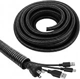 On1shelf Black Cable Tidy Sleeve 10mm x 10m Flexible Conduit Split Plastic view 2