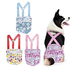 Washable Female Dog Diaper with Suspender - 3 Pack