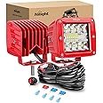 Nilight LED Light Pods 2PCS 42W 3 Inch Triple Row Spot Flood Combo Cubes with Wiring Harness Kit for Driving Backup Reverse Lighting on Off-Road Truck SUV ATV UTV