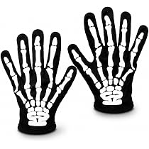 Guantes De Esqueleto Para Halloween Con Diseño De Huesos | Guantes Largos De Poliéster Para Hombres Y Mujeres