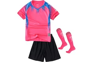 LUCKYLUAN Kids Soccer Jersey Set with Socks for Boys Girls Uniform Athletic Jersey Sportswear Kit