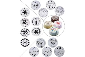 15-Pack Cake Decorating Stencil Molds, Magnoloran Wedding Cake Stencils Cake Templates Spray Floral Cake Molds, Wedding Cake 