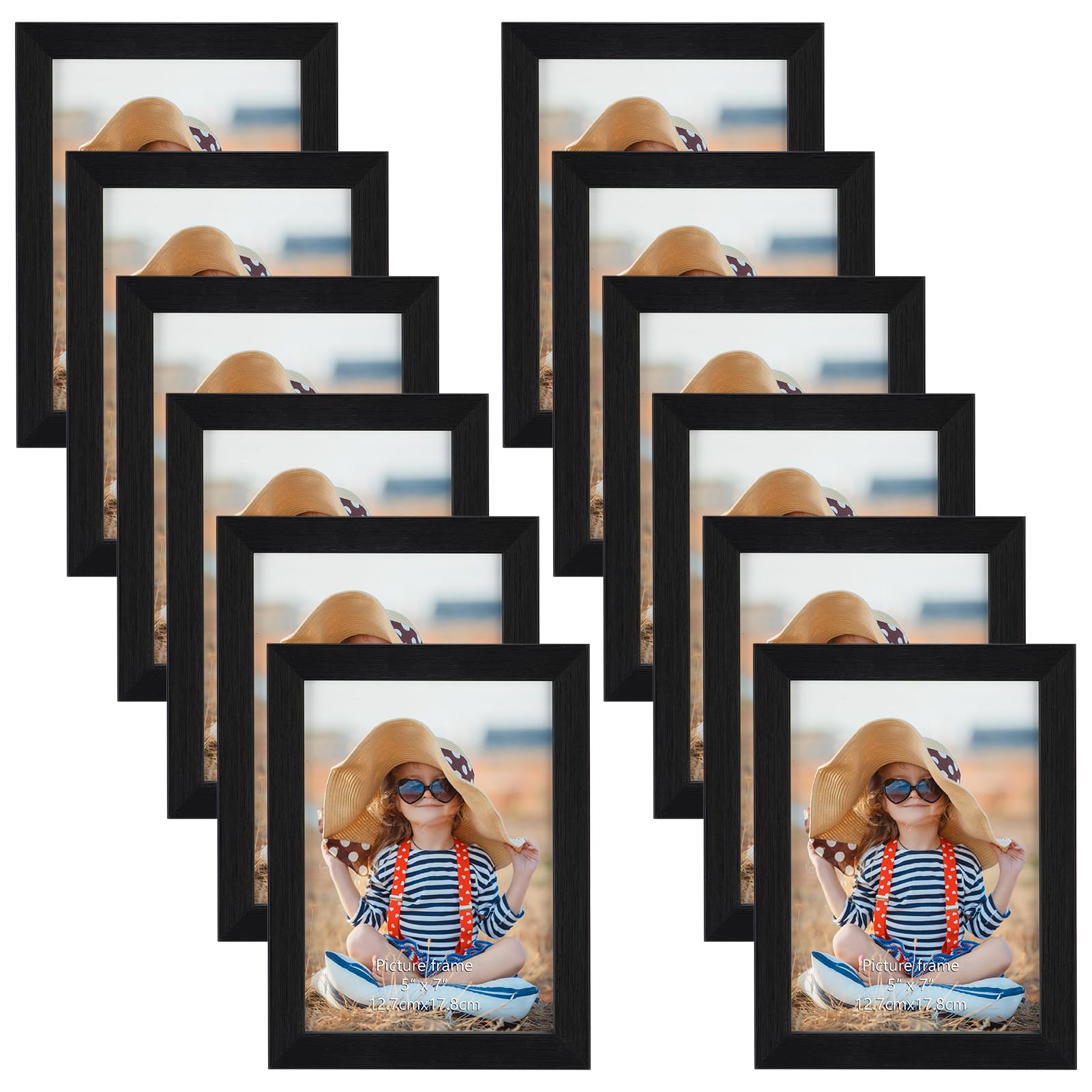 EXYGLO Black 7x5 Photo Frames Set of 12, Multiple Picture Frame 5x7 with PS Surface, 5x7 Photo Frame for Wall & Tabletop Display — image 1