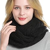 QUEENFUR Winter Women Thick Cable Knit Ribbed Infinity Circle Loop Scarf