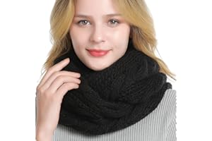 QUEENFUR Winter Women Thick Cable Knit Ribbed Infinity Circle Loop Scarf