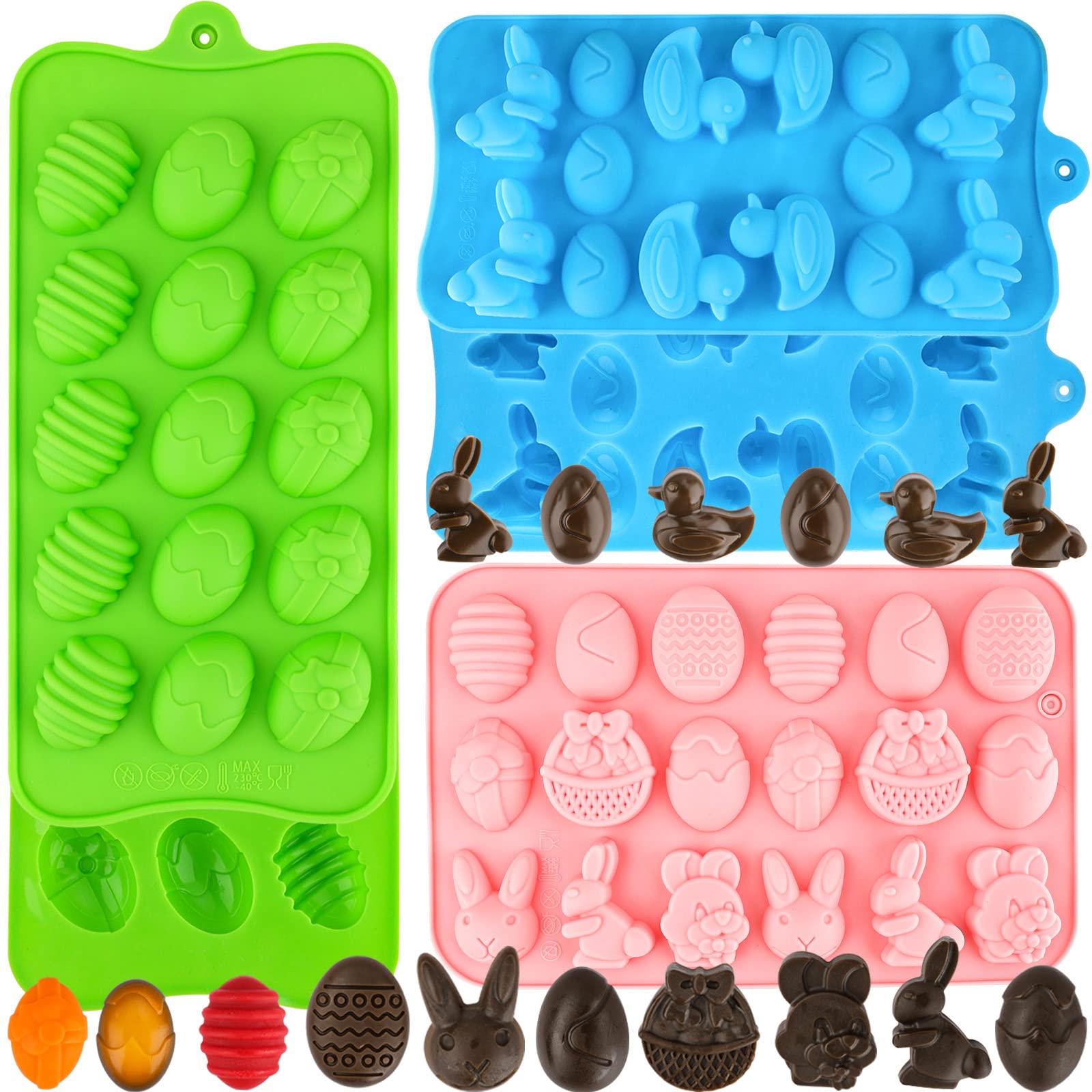 Photo 1 of ***NO PINK** Easter Egg Silicone Mold for Chocolate 5 Packs Egg Shaped Mold Baking Pan for Easter Party Hot Chocolate Bombs Fondant Candy Jelly Dome Mousse Cake Topper Making