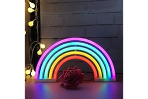 QiaoFei Rainbow Light Signs for Kids Gift LED Rainbow Neon Signs for Wall Decor Bedroom Decorations Home Accessories Party Holiday Battery or USB Operated Table Night Lights