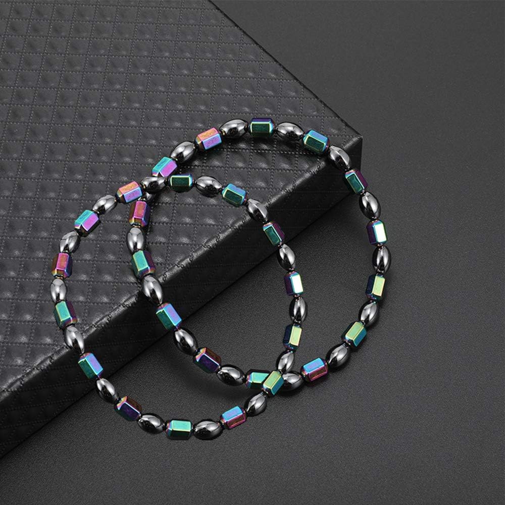 SOOWOOT 2 PCS Magnetic Therapy Anklet Set - Energy Healing Anklet Relief Pain Hematite Anklet Set for Men Women Sports Related Therapy: Clothing