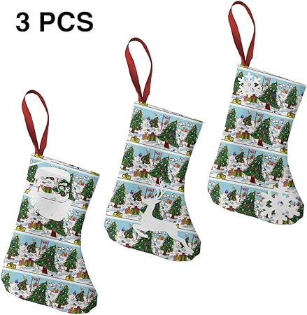 Albero Di Natale Con Foto Di Famiglia.Liliylove Trio Calze Di Natale Per Albero Di Natale Confezione Da 3 Pezzi 19 Cm Con Babbo Natale Fiocchi Di Neve E Renne Decorazioni Personalizzate Per Le Vacanze Di Famiglia Amazon It Casa