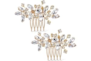APLZGMG 2Pcs Bridal Wedding Hair Comb Gold Rhinestone Hair Piece Sparkle Metal Crystal Hair Accessories for Bride Bridesmaids Women Girls