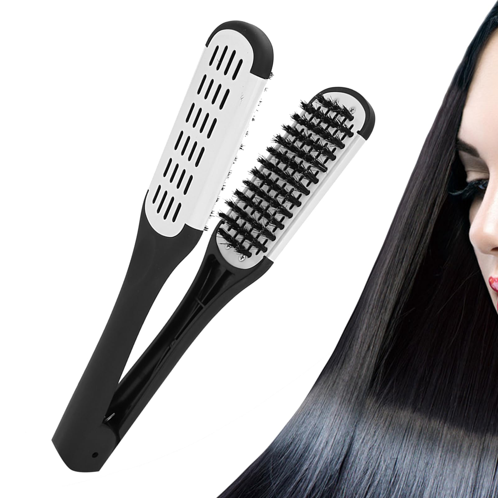 ANKROYU Professional Hair Straightening Comb, Anti-Static V-Clip Styling Comb for Wet and Dry Hair, Double-Sided Hairdressing Comb, Straightening Plate Comb for Salon and Home Use