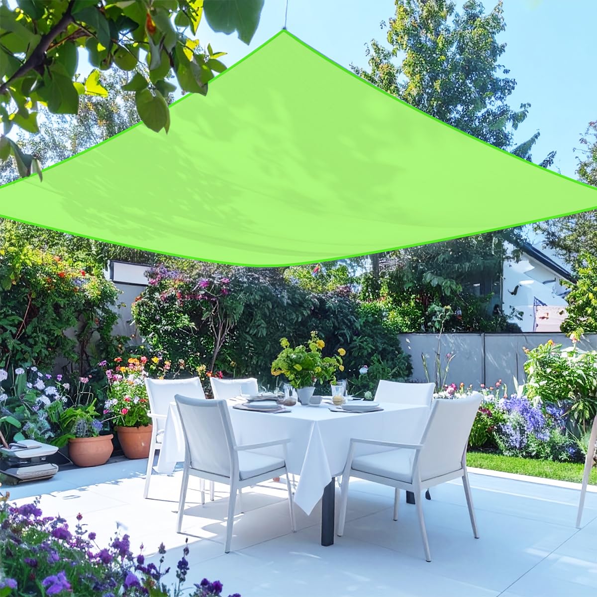 Green Bay Sun Sail Shade Canopy Awning for Outdoor Patio Garden 3.6mx3.6m Square in Light Green