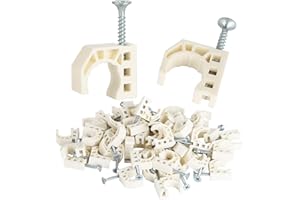LBRAXYI 50 Pack 1/2" Half Clamps J-Hook with Screws, PEX Clips J-Clamp for Tubing Pipe Support J-Clips Tubing Fastener, Tube Talons for PEX, Copper, CPVC Tubing Connections, White