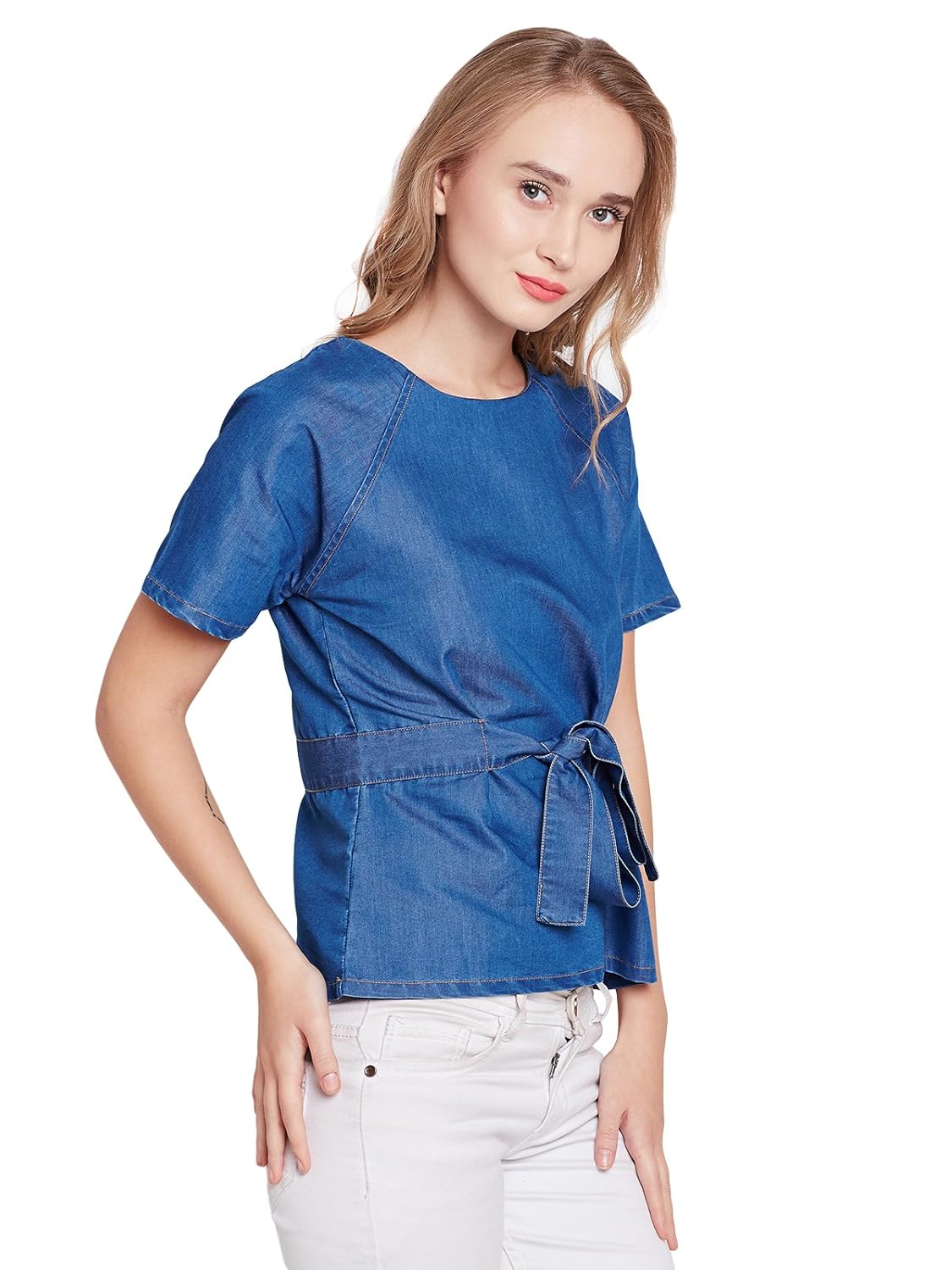 marie claire women dark blue solid top