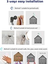 Echehi Decorative Key Holder Wall Mount 3 Ways Install Grey Home Shape view 6