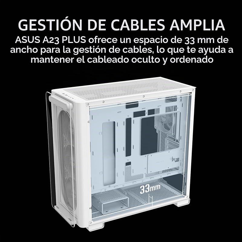 A21 Plus - Chasis mATX (Compatible con disipador de CPU de 165 mm, radiadores de 360 mm, Tarjeta gráfica de 380 mm, Fuente de alimentación ATX, Placa Base con Conector Oculto, Color Blanco)