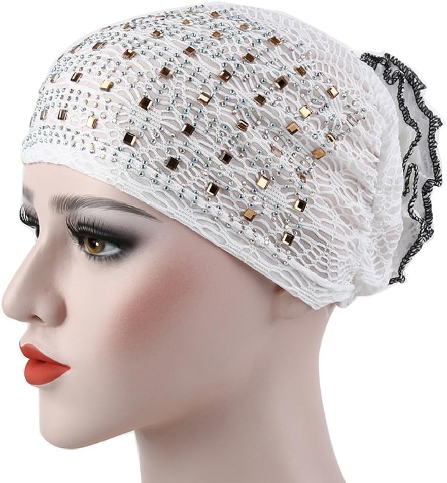 Sunwords Women's Floral Glitter Chemo Hat Beanie Turban Headwear for Hair Loss, Chemo or Alopecia