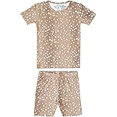 Copper Pearl Two Piece Short Sleeve Toddler Pajamas PJ Sets for Boys and Girls - Adorable Pattern Summer Pajamas Shorts to Keep Cool While Sleeping, Size 12 Months to 5T - Fawn