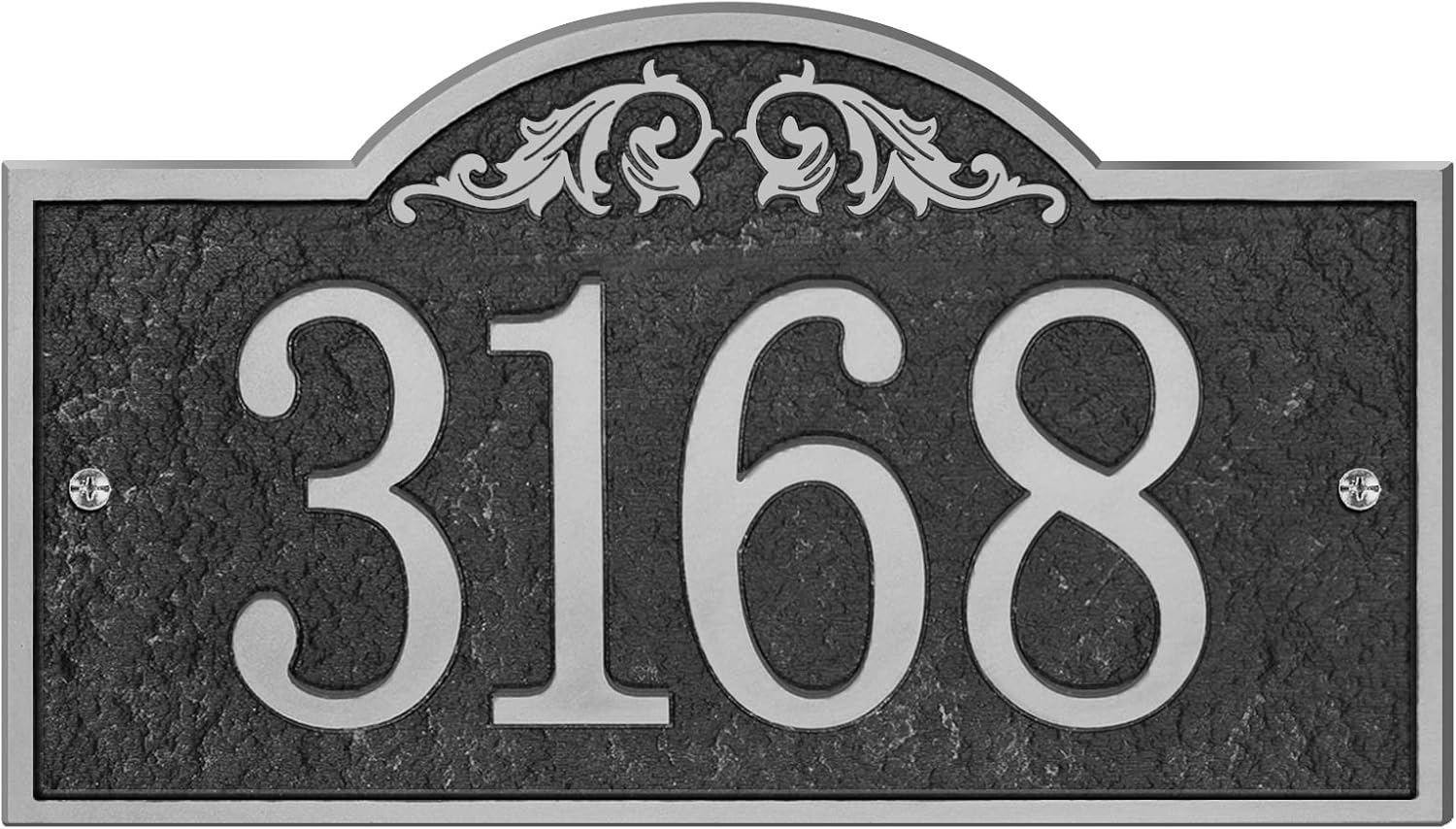 Plaques & Wall Art - Handcrafted Carving Vintage Address Plaque for Yard Outside House Sign Decorative Personalized House Sign Garden Wall Plaque, 11 x 6 inches (Silver)