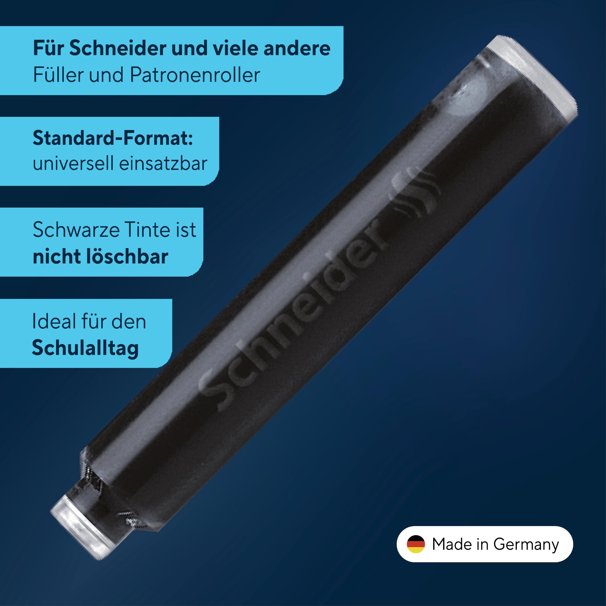 Schneider 6801 Tintenpatronen (Standard Patronen für Füller, nicht löschbar) schwarz, 100 Stück 2