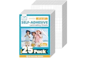 T&W SAME FILM 25 Pack Self Adhesive Laminating Sheets, 4mil, 9 x 12 Inch Laminator Sheets, Self Sealing Laminating Sheets for Laminator, Round Corner, No Heat, No Machine Needed-Waterproof