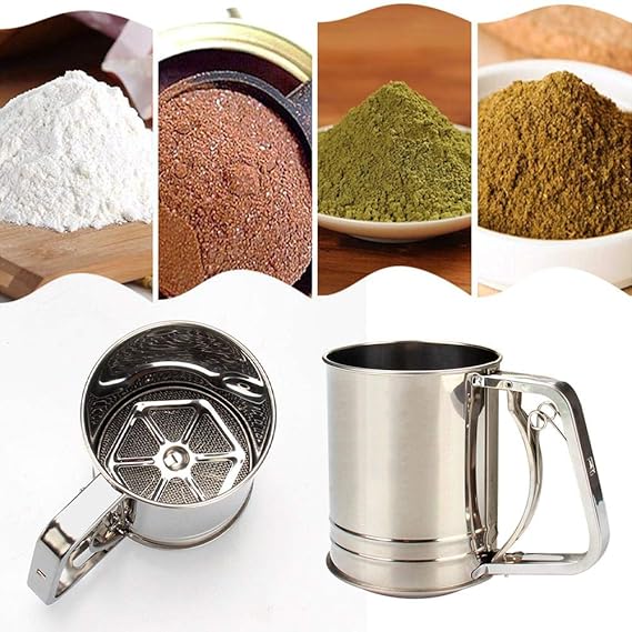 De Poudre De Cacao Et Dautres Ingredients Secs De Sucre Glace Liteness Tamis De Farine En Acier Inoxydable Action De Gachette Farine Outils De Patisserie Ideal Pour Le Tamisage De Farine Patisserie