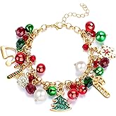 Joyline Christmas Bracelet for Women Jingle Bells Snowflake Christmas Tree Charms Crystal Bracelet Festive Party Outfit Jewelry Gifts