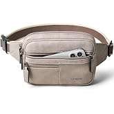 Leresas Fanny Packs for Women Vegan Leather Cross Body Belt Bag Hip Bag Waist Purse for Travel Bum Bag Light Grey