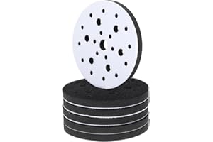 Wanmu 6Pcs Foam Interface Pads, 6 Inch 25 Holes Hook and Loop Soft Density Sponge Cushion Buffer Backing Pad, Professional Sponge Sanding Pads for Orbital Sander Polishing