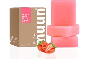 Muun Strawberry Yoni Soap Bar - Pack 3 pH Balancing Cleanser - Probiotics & Natural Ingredients - Gentle Cleansing Formula Eliminates Odor Vaginal Health - Feminine Wash - Moisturizing Intimate