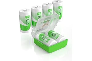 EBL 6 Pack C Cell Rechargeable Batteries 5000mAh 1.2V Ni-Mh C Size Batteries 1500 Cycle (Battery Case Included)
