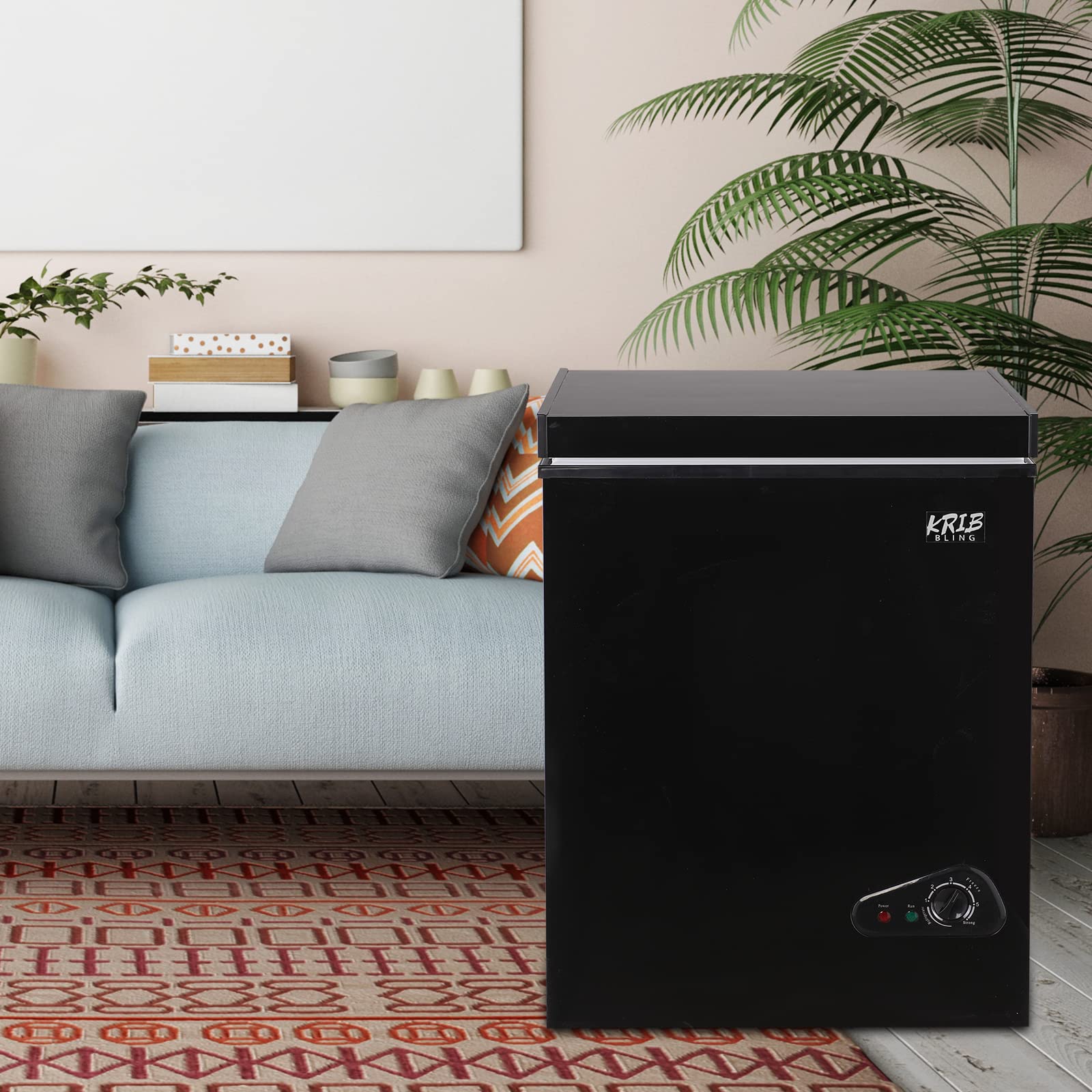 3.5 Cu.Ft Compact Chest Freezer with Removable Basket, Top Door Open Freestanding Deep Freezer with 7 Gears Temperature Adjustment, Ideal for Home, Kitchen & Office, Black (72Q)