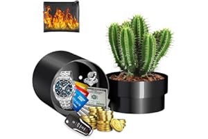 SongYung Fireresistant Waterproof Diversion Flower Pot Safe With Fireproof Money Bag, Stainless Steel Safe Lock Box, Indoor,Outdoor,Garden,Yard for Cash, Keys, Watches(Black)
