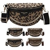 VTYFRY Crossbody Bags for Women Trendy All-match Sling Chest Bag Fashion Leopard Pattern Fanny Pack Zipper Casual Versatile (Leopard Black)