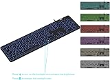 Arteck USB Wired Backlit Keyboard 7 Colors Full Size with Numeric Keypad view 5