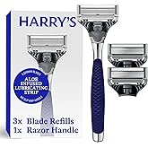 Harry’s Original Chrome Handle Razor Value Pack - Ergonomic Shaving Razor for Men - 5 Blades - Manual Shaving - Precision Tri