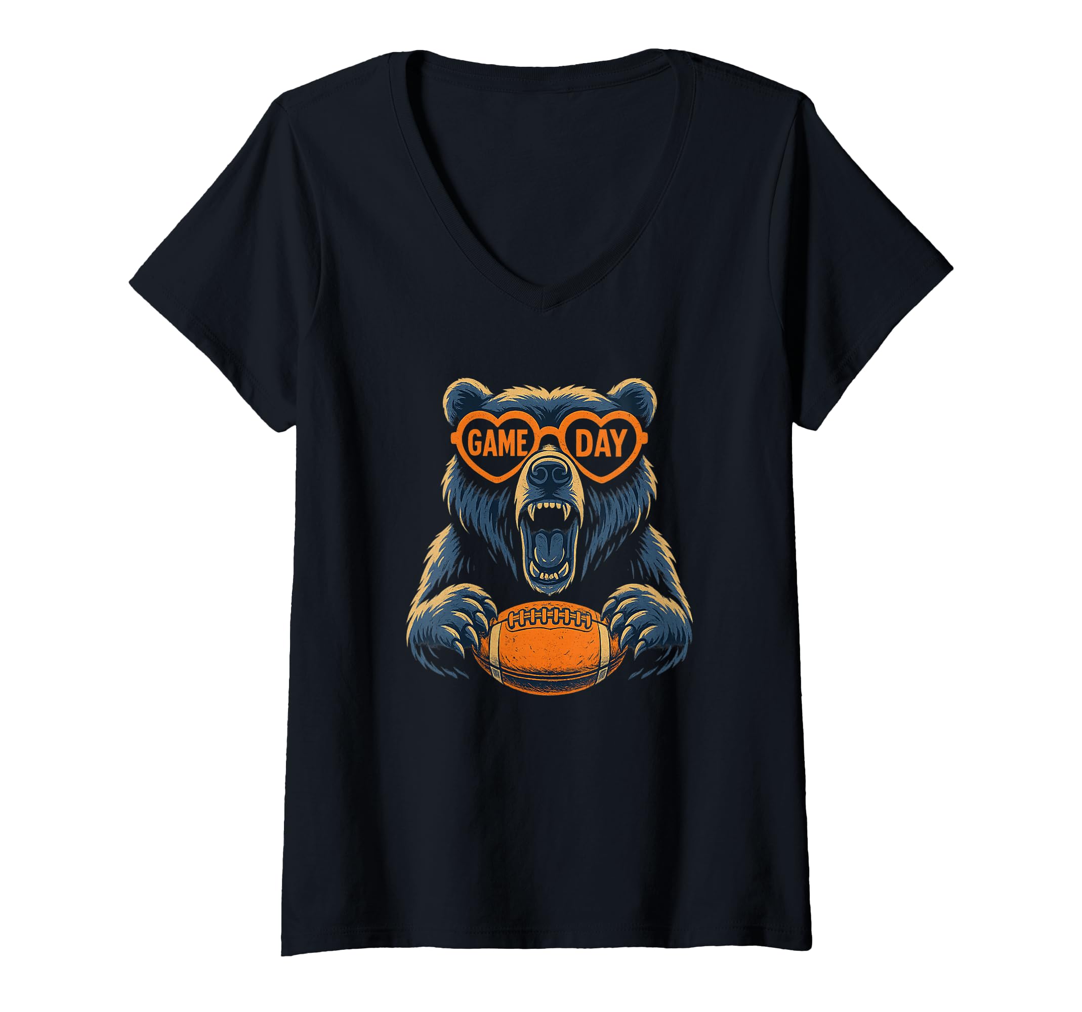 Photo 1 of ***STOCK PHOTO FOR REFERENCE ONLY***Womens Funny Football Bear Game Day Vintage Shirt Fans V-Neck T-Shirt LARGE ROYAL BLUE