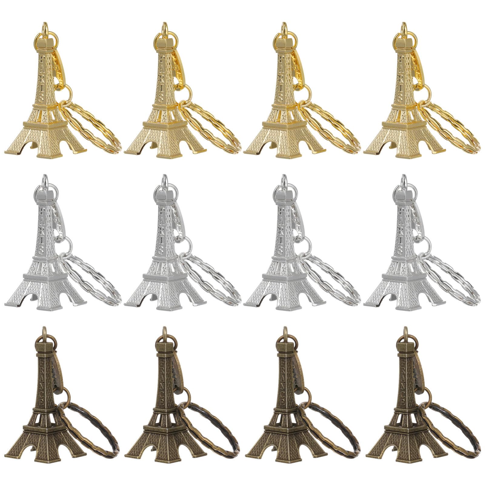 Gatuida Eiffel Tower Keychain: 12pcs Eiffel Tower Keyring Retro Adornment French Souvenirs Keychains Car Key Pendant Key Chain Mini Novelty Keychain Wallets Ladies Backpack for Women Keyring Charm
