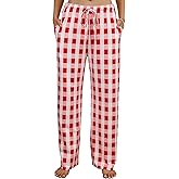 X-Image Comfy Casual Plaid Pajama Pants for Women Drawstring Palazzo Lounge Sleepwear Bottoms with Pockets
