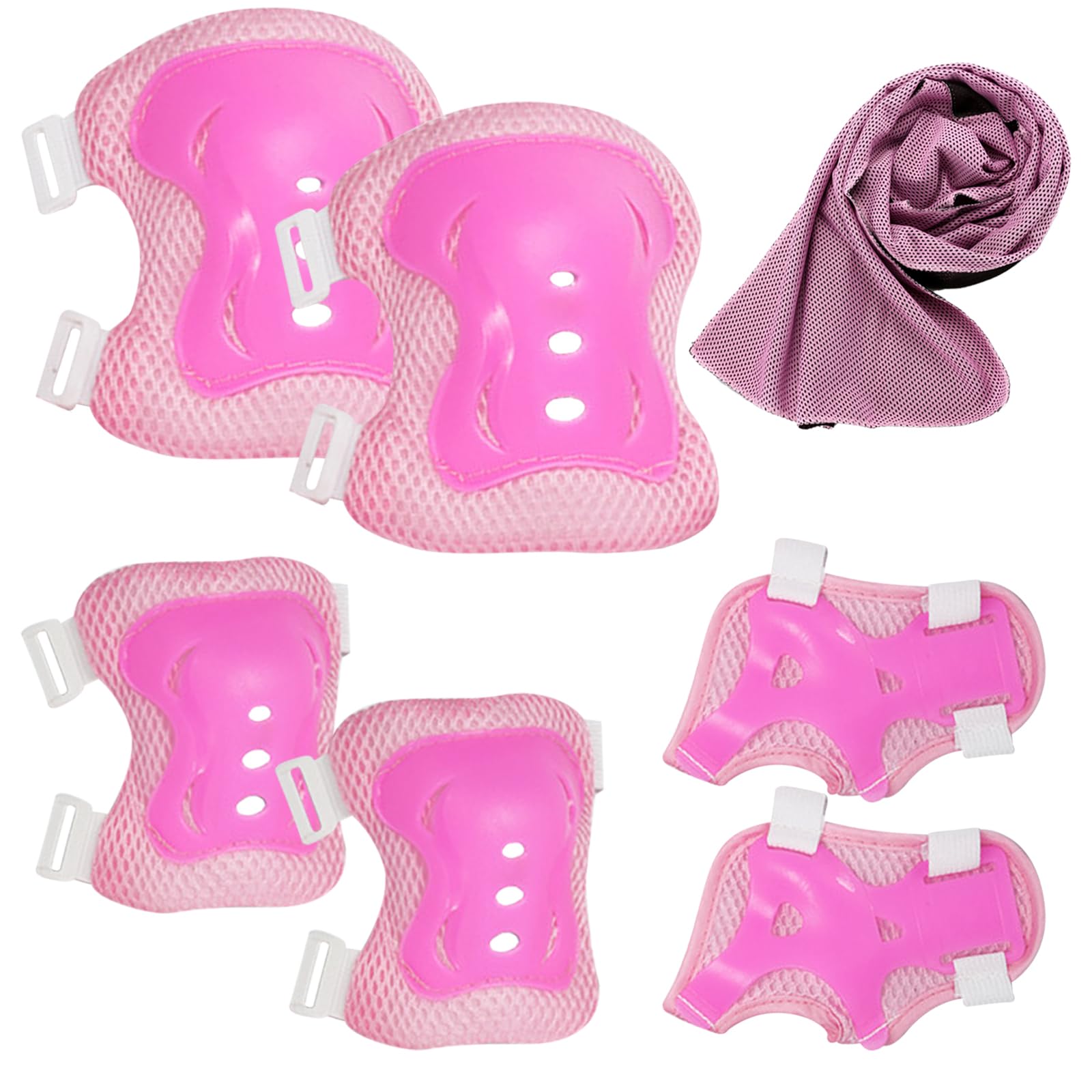 BDSHUNBF Kids Sports Protective Gear Set, Kids Knee Pads Set, Knee Pads Elbow Pads Wrist Guards Set, Knee Elbow Pads with Adjustable Wrist Guards, for Skateboard Inline Roller Skating Biking Riding