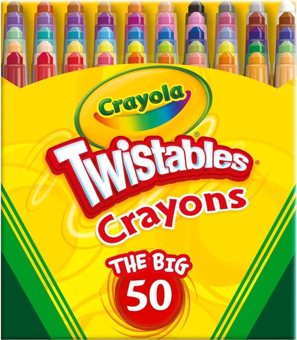 Crayola Mini Twistables Crayones para niños (50 ct), lindos suministros de regreso a la escuela para niños, crayones para libros para colorear, regalo para niños pequeños, niñas y niños, artes y manualidades, 3+