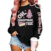 Christmas Sweatshirts for Women Funny Farm Fresh Christmas Tree Graphic Shirts Xmas Holiday Lightweight Pullover Tops