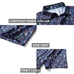 Men's Golf Shirts Dry Fit Short Sleeve Print