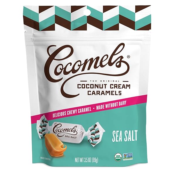 COCOMELS SEA SALT COCONUT MILK CARAMELS, 3.5 OZ, 6 PACK, DAIRY FREE, VEGAN, ORGANIC