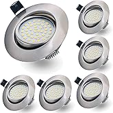 12V RV Recessed Ceiling Light Dimmable LED Puck Light 3000K Warm White | For Van Camper Trailer Motorhome Marine Boat Under Cabinet, Recessed Mount Lighting, 6 Pack